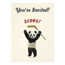Panda Score Hockey Bear Personalized Invite