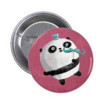 Panda with Mustaches buttons