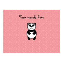 Panda with pink paw background postcard