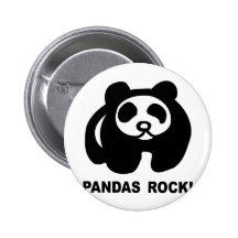 Pandas Rock Pinback Buttons