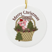 Panier de porc de vacances de Noël - personnaliser Décorations De Noël
