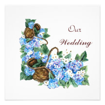 panier d'hortensias de mariage invitations personnalisées