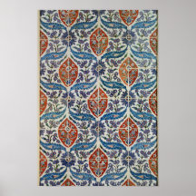 Panneau des tuiles de poterie de terre d'Isnik Poster