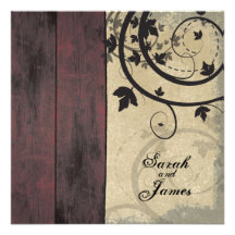Panneau rouge de grange d'invitation vintage de ma