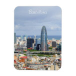 Panoramic view of Barcelona in cloudy spring day Rectangle Magnet