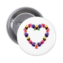 Pansies Heart Buttons