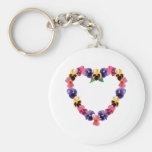 Pansies Heart Keychains