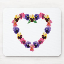 Pansies Heart Mouse Mats