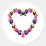Pansies Heart Round Sticker