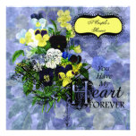 Pansies Heart Wedding Couple's Shower Invitation