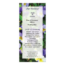 Pansies Wedding Program Rack Card Design