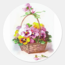 Pansy Basket Round Stickers