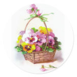 Pansy Basket Round Stickers