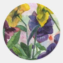 Pansy Field Round Sticker