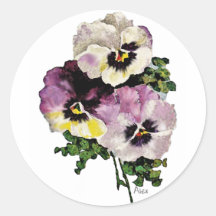 Pansy Round Stickers
