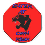 Panther Stop Sign Round Sticker