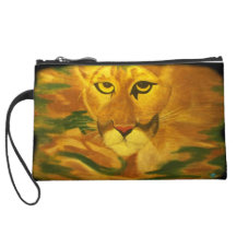 Panther Suede Clutch Bag Wristlet Purse
