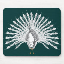Paon blanc Mousepad Tapis De Souris