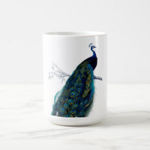Paon coloré élégant bleu vintage mugs à café