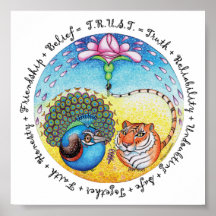 Paon et tigre de "confiance" poster