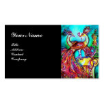 PAONS DANS LE MONOGRAMME d'AMOUR, noir bleu rouge  Cartes De Visite Personnelles