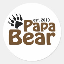 papa bear claw est 2010 round stickers