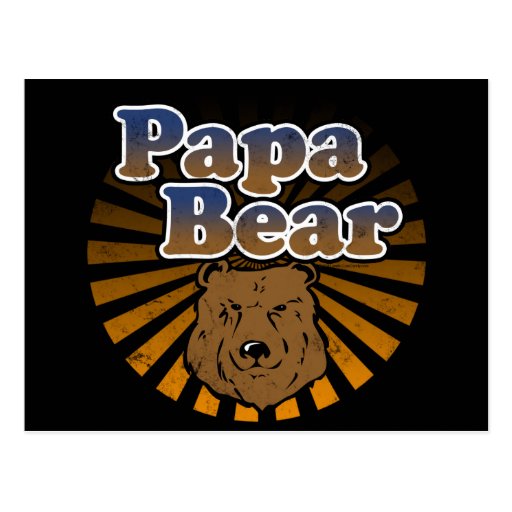 Papa Bear, Cool Fathers Day Vintage Look Post Card