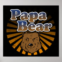 Papa Bear, Cool Fathers Day Vintage Look Poster