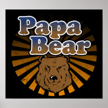 Papa Bear, Cool Fathers Day Vintage Look Poster