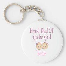 Papa fier des jumelles de fille porte-clefs