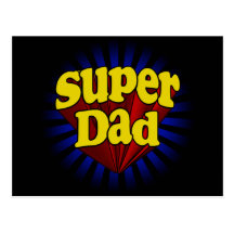 Papa superbe, super héros rouge/jaune/bleu carte postale