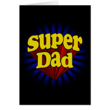 Papa superbe, super héros rouge/jaune/bleu cartes