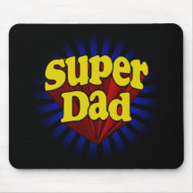 Papa superbe, super héros rouge/jaune/bleu tapis de souris