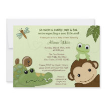 Papagayo Baby Shower Invitation monkey frog turtle