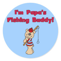 Papa's Fishing Buddy Tshirts and Gifts Round Stickers