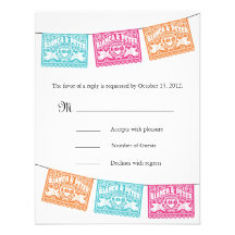 Papel Picado Love Birds Wedding Banners RSVP Personalized Announcement
