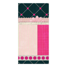 PAPER10 GIRLY SCRAPBOOKING BLACK PINKS WHITE PATTE CUSTOMIZED PHOTO CARD