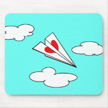 Paper Airplane with Heart Mousepad