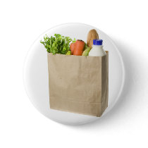 Paper bag full of groceries buttons