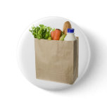 Paper bag full of groceries buttons
