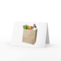 Paper bag full of groceries greeting cards