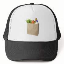 Paper bag full of groceries hat