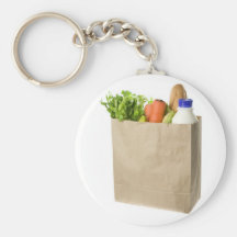 Paper bag full of groceries key chain