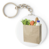 Paper bag full of groceries key chain