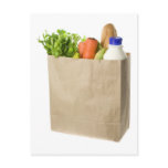 Paper bag full of groceries postcards
