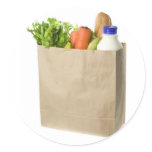 Paper bag full of groceries stickers