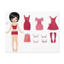 Paper doll cut post cards