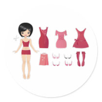 Paper doll cut sticker