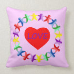 Paper Doll People Dancing Around a Heart Pillow