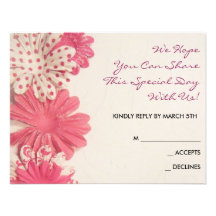 Paper Flowers Pink Bat Mitzvah Invitation Reply
